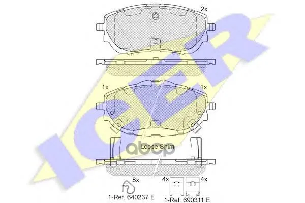 182129_колодки Дисковые Передние! Toyota Corolla, Auris 1.3-1.8/1.4d 12 Icer 182129 Icer арт. 182129
