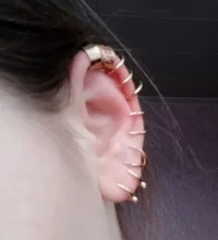 Pendiente de cartílago falso para mujeres y hombres, Clips de oreja sin Piercing, de hojas doradas, joyería, regalos al por mayor