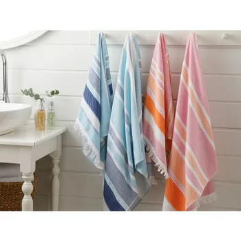 

Sea of Dreams Striped 4'lü Bath Towel Set 50x80 + 70x150 cm Colorful