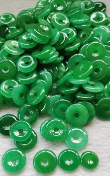 

Hot Sale--10pcs Natural Jade Donut Circle round cabochon - Gorgeous Emeral Green Jade Donut Focal Pendants 15mm 18mm 20mm