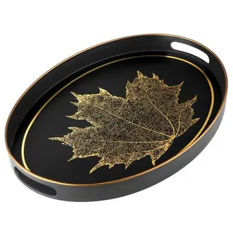 

Rectangle Round Oval Gilded Big Luxury PP Plastic Serving Tray for Hotel Home Tea Coffee Cup Teaboard Storage Service Plate