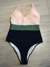 CUPSHE-bañador cruzado de una pieza para mujer, traje de baño con cuello en V, Espalda descubierta, Monokini de retales, ajustable para playa, 2021