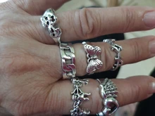 Sindlan-anillo gótico de plata para mujer, Set de 6 uds. De Anillos con diseño de corazón Punk, mariposa, Cupido, joyería femenina