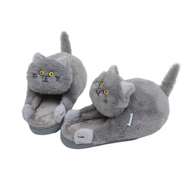 Pantoufles de chat c lin pour femmes et hommes diapositives d hiver pour la maison chaussures