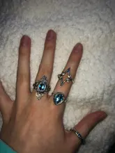 Conjunto de anillo con gemas estilo Retro bohemio para mujer, sortija, flor de cristal, elefante, Loto hueco, 32 estilos, regalo de aniversario de boda