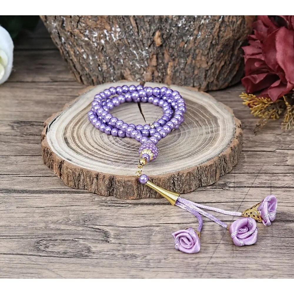 Lux Rosary Muslim Islamic Community Rose Pattern Handmade Pearl Gift Set Ramadan 2023 Mevlüt Worship Prayer Turkey Store
