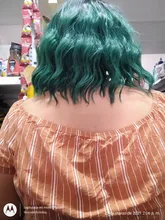 Bobo-Peluca de cabello sintético para mujeres y niñas, cabellera sintética corta con flequillo, color verde, estilo Lolita, color blanco o negro