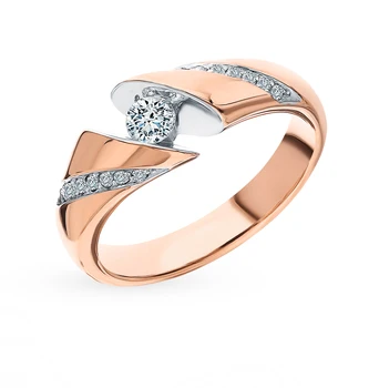 

Gold ring "diamonds of Yakutia" sunlight sample 585