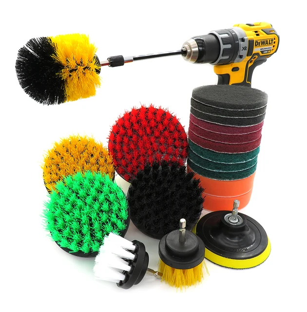 Set Di 3 Spazzole Per Trapano Elettrico - Per Pulizia Profonda Di Auto, Bagno, Cucina E Pavimenti - Foto 5