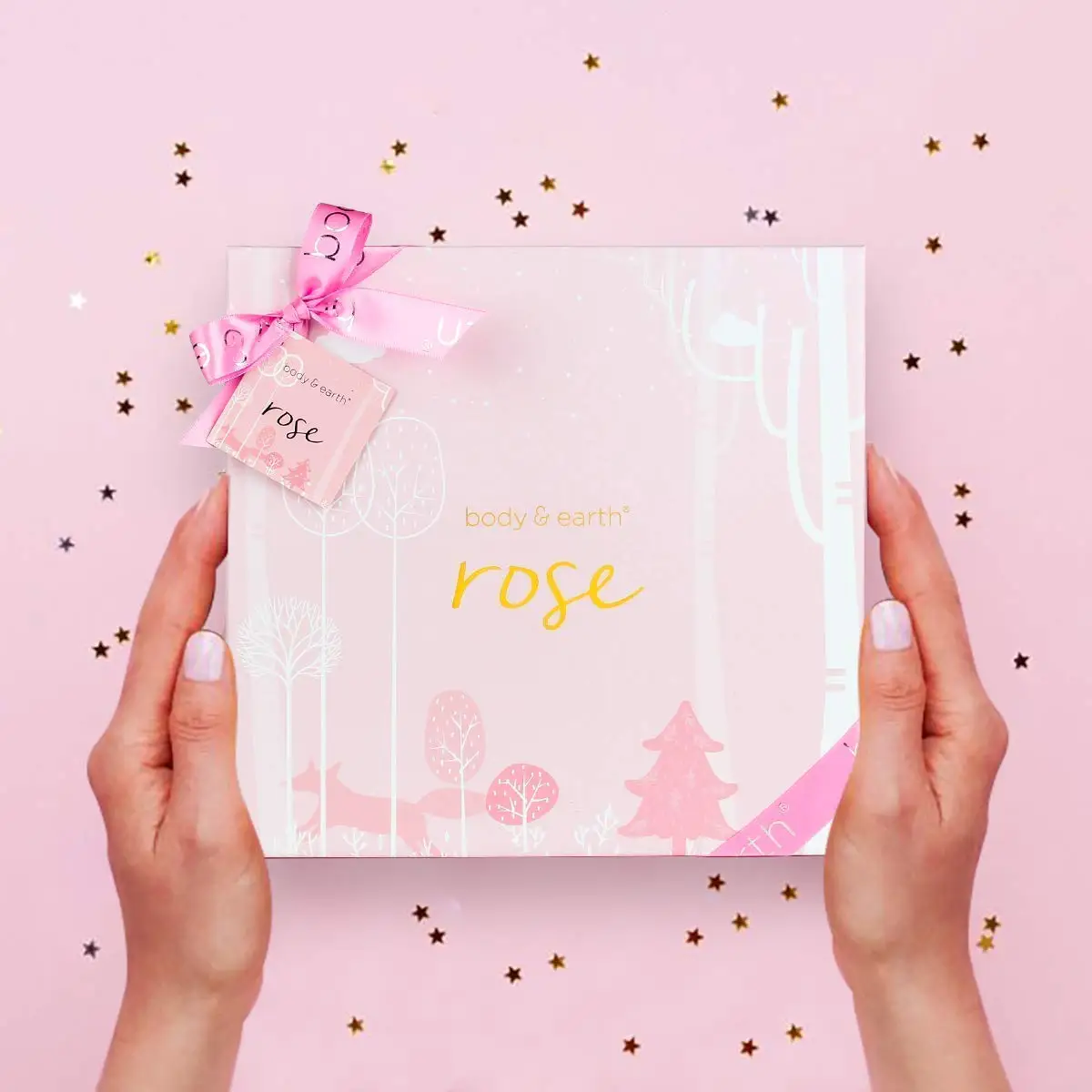 Coffret Cadeau pour Femme, 5PCS Coffret Bain au Parfum de Rose