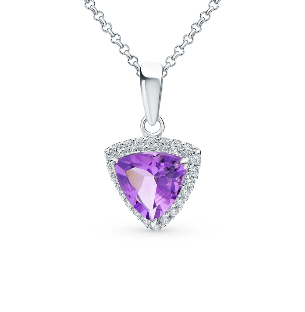 Silver Pendant with amethyst and cubic zirconia SUNLIGHT test 925