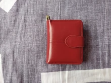 Cartera corta de PU para mujer, monedero pequeño rojo con cremallera y botón, monedero con bolsillo para monedas, gran oferta