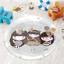 Еще маленькие милые девушки 3d шаблон печати противоскользящие сзади круглые ковры области ковры для детей Детская комната