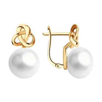 

Sokolov drop earrings with stones in gold with pearls, fashion jewelry, 585, women's male, long earrings