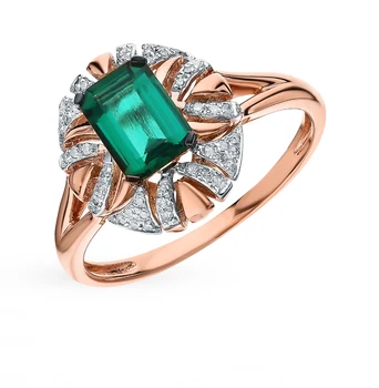 

Gold ring with emeralds and diamonds sunlight sample 585