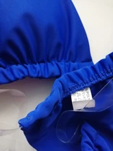 Nuevo verano Mujer tiras transparentes de cuello Halter sólida de Micro Tanga Set de Sujetador Bikini Sexy Tanga Push up traje de baño