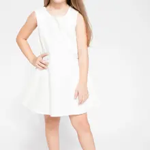 DeFacto/милое летнее платье без рукавов для девочек милые осенние платья трапециевидной формы белого и розового цветов для девочек детские тканые Dress-K2016A618AU