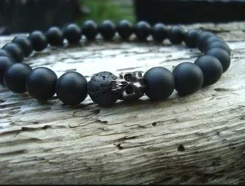 

Matte Onyx Lava Stone Dry Head Natural Stone Men's Bracelet | wristband | male | women | natural stone | wood | hand work
