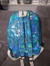 Yogodlns-mochila holográfica geométrica para hombre y mujer, morral de viaje de PVC, bandolera Laser, escolar, informal