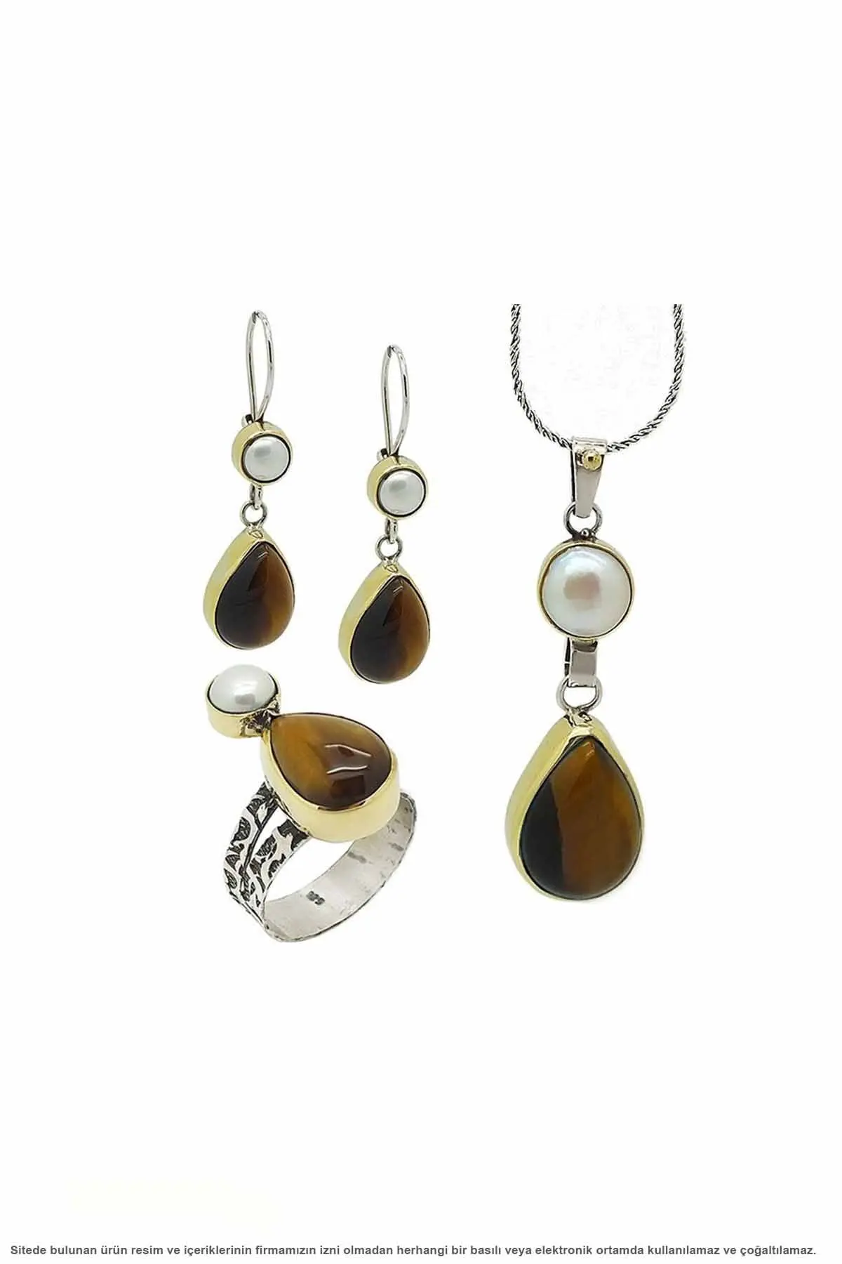 

Silver Pearl Cubic Zirconia Drop Triple Set