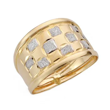 

18k solid gold ring two-color squares yellow White [AB8754]