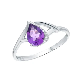 

Silver ring with amethyst and cubic zirconia sunlight sample 925