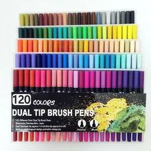 Художественные маркеры для рисования, двойная линия, маркер, Ручка 60, 72, 100, 120, цветные маркеры, краски, водная кисть, ручка для школы, офисные принадлежности