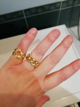 Anillos Jewelry Finger-Ring Trendy-Chain Stainless-Steel Gold Statement Yhpup New Metal