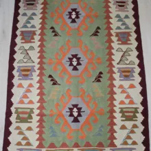 Oushak, Handmade Green Kilim Rug