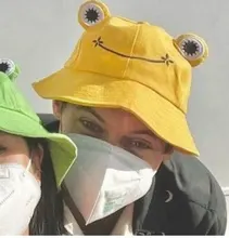 Sombrero de cubo de letras de rana para mujer, gorra de pescador con cubierta, protector solar, para verano