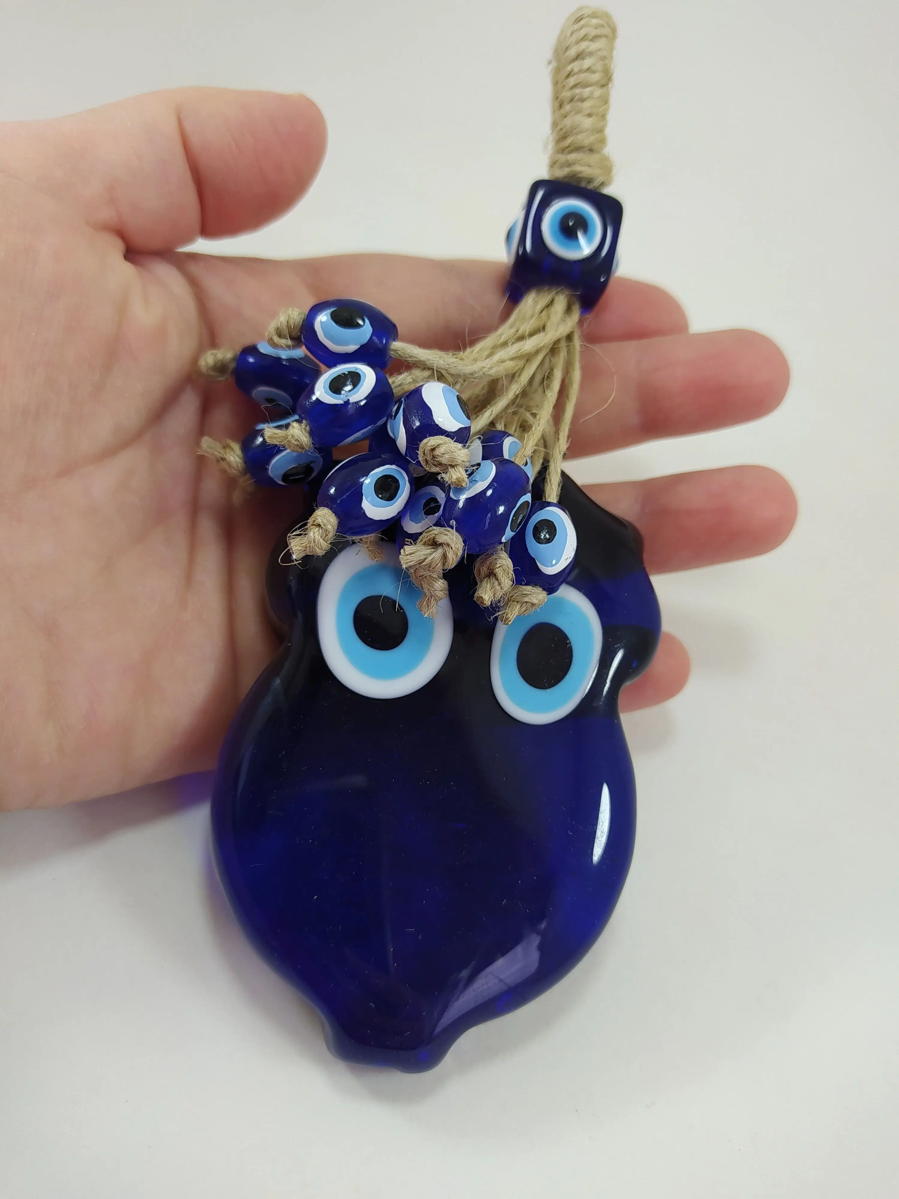 

Tasselled Owl Evil Eye Wall Hanging Handmade Glass Bead Pendant Charm Turkish Amulet Talisman Nazar Protector Boho Home Decor