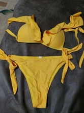 Ruffle Swimwear Bandage Push-Up-Pads Bikini Brazilian Two-Piece White Women Summer Mujer