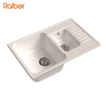 

Кухонная мойка Raiber прямоугольная с крылом и 2-мя чашами, белый, RQ377