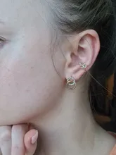 Pendientes de Clip de hoja de oro para mujer, sin Piercing, Puck Rock, Vintage, cristal, estrella, joya para oreja, regalos de joyería para niña
