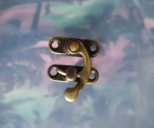 KAK-cerrojo de candado de hierro y bronce antiguo, 12 uds., 34x28mm, cerradura de gancho para Mini joyería, caja de madera con tornillos, Hardware para muebles