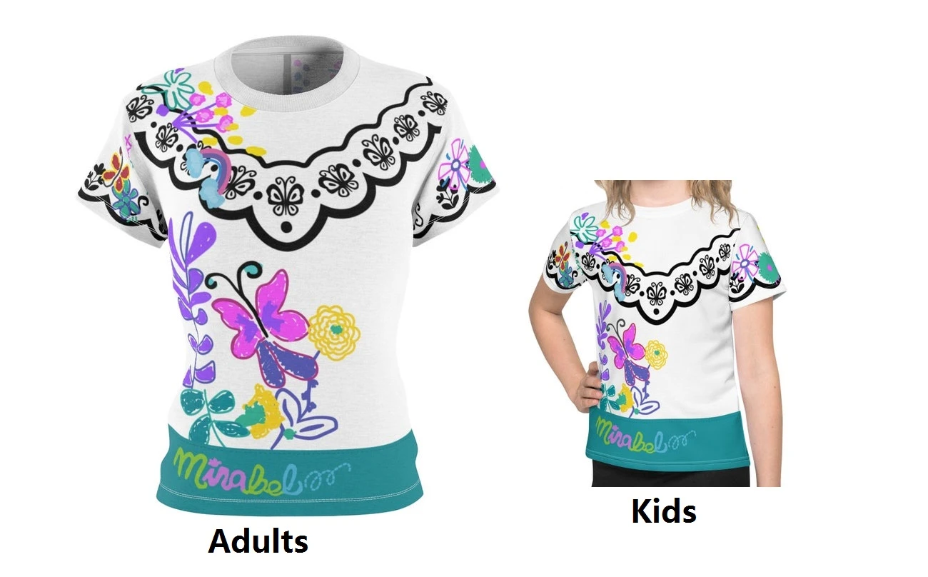 Encanto Inspired Mirabel All-Over Print Costume Women's T-Shirt Encanto Inspired Mirabel All-Over Print Kid's Costume T-Shirt Family Matching Outfits