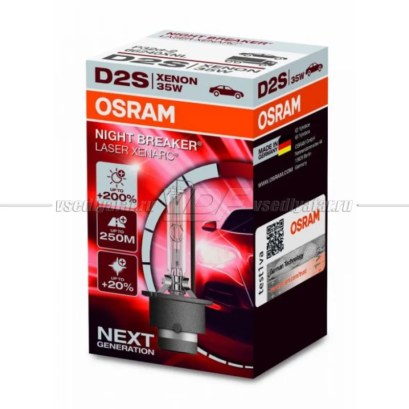 Ксеноновая лампа OSRAM D2S Xenarc Night Breaker Laser +200% 66240XNL | Автомобили и мотоциклы