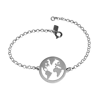 

Law silver bracelet 925m 18.5cm. World map openwork [AB6194]