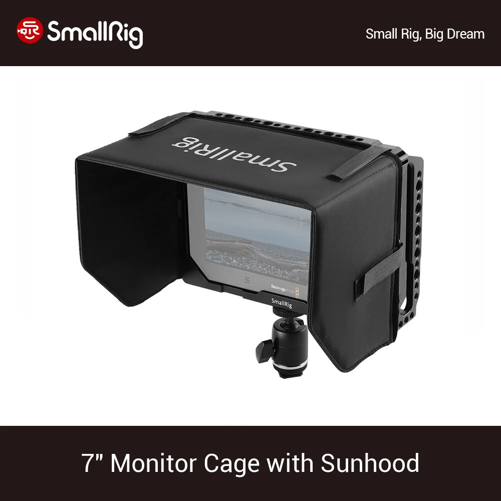 

SmallRig 7"Monitor Cage+Sun Shield hood for Blackmagic Design Video Assist Monitor With HDMI Clamp+Ball Head Kits -1988