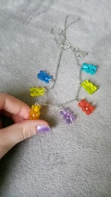 Collares con colgante de oso de dibujos animados para mujer y niña, cadena de 6 colores hecha a mano con colgante de Color caramelo para mujer y niña, joyería diaria, regalos de fiesta