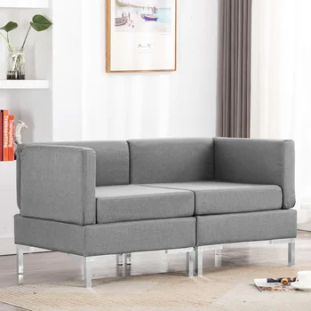 

Corner sofas modular sofas 2 PCs light gray fabric cushions