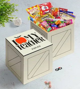 

Personalized Öğretmenimi I Like In Wooden Box Nostalgic Lezzetler Gift Seti-3