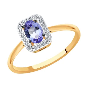 

Sokolov ring in gold with diamonds and tanzanite, fashion jewelry, 585, women's male