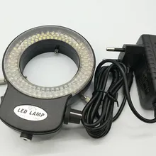 Лучший, регулируемый 6500K 144 МИКРОСКОП СВЕТОДИОДНЫЙ светильник-кольцо лампа для промышленного стерео микроскопа 110 V-240 V адаптер