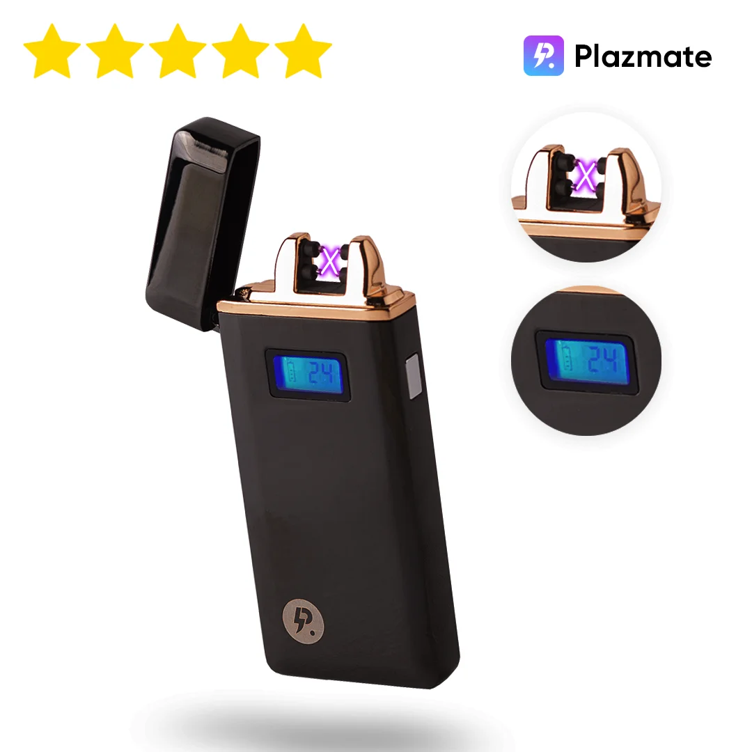 Электронная зажигалка Plazmate X2 зарядка через USB LED дисплей Classic Black | Дом и сад