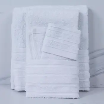 

Free shipping towel set 3 pieces 100% cotton purple HOME COLOR WHITE