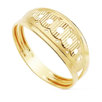 

18k solid gold ring openwork circles carved maximum width 8mm. [AC0167]