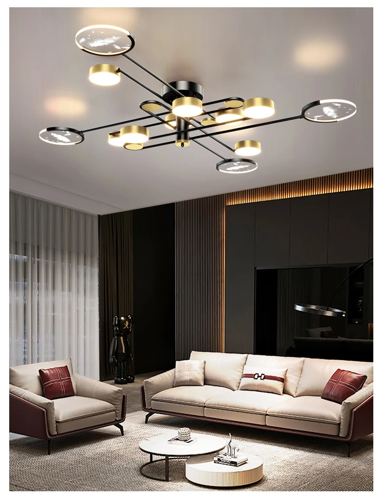 chandeliers Modern LED Chandelier For Living Room Bedroom Dining Room Kitchen Ceiling Pendant Lamp Black Gold Design Remote Control Light home depot chandeliers