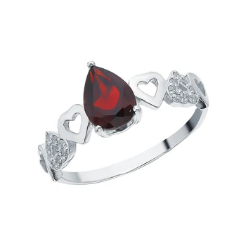 

Silver ring with cubic zirconia and Garnet sunlight sample 925