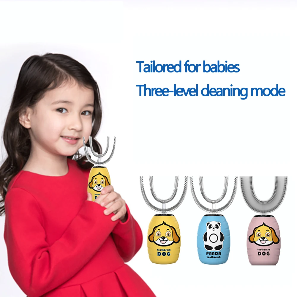 

360 Degrees Children Sonic Toothbrush Intelligent Automatic Toothbrush Electric USB Rechargeable Ultrasonic U Shape Tooth Brush